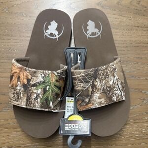 Realtree Edge Shoes Mens Small Brown Camo Slide Sandals Outdoor Hunting Comfort